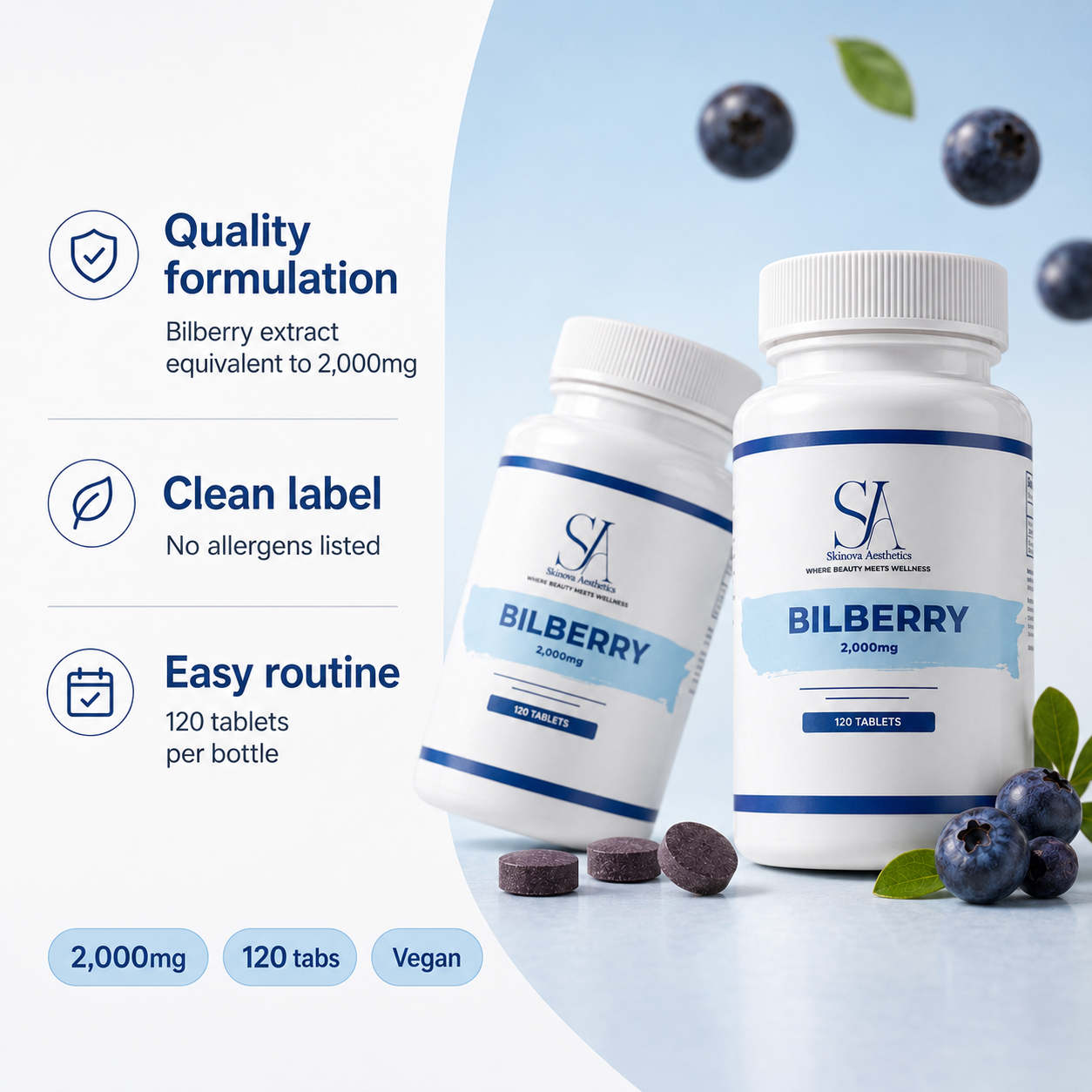 Bilberry Extract 2000mg – Eye & Antioxidant Boost