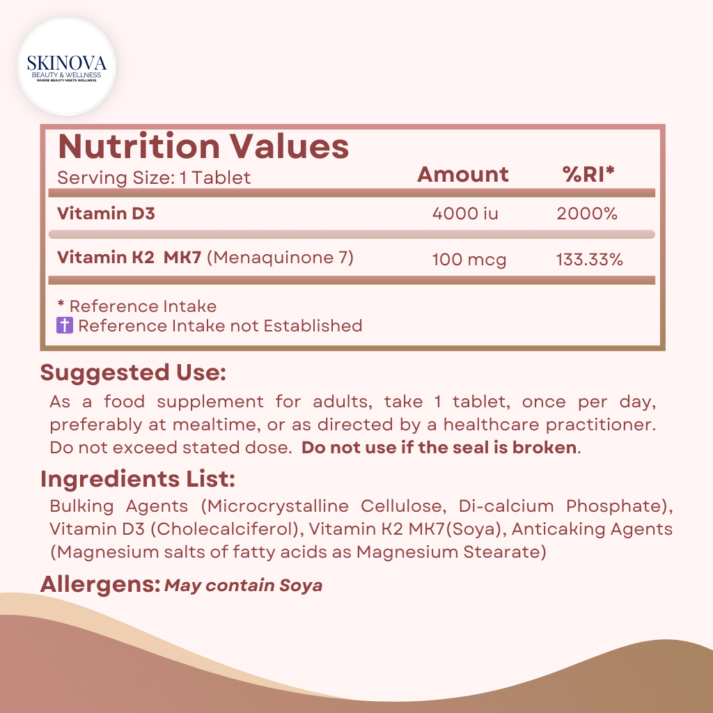 Vitamin D3 + K2 MK7 Tablets